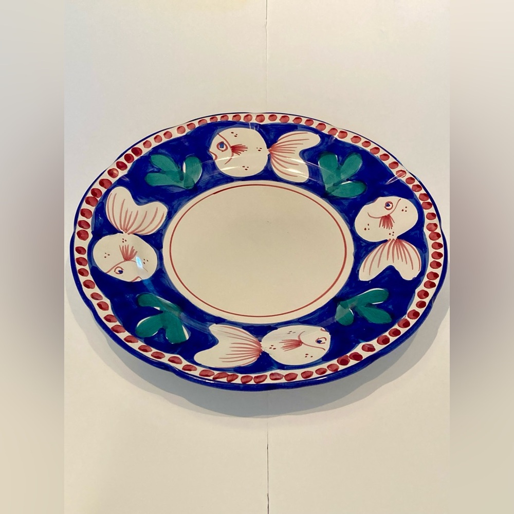 Solimene Vietri Campagna Pesce Fish Platter Plate Blue Dish Made in Italy 11.75”
